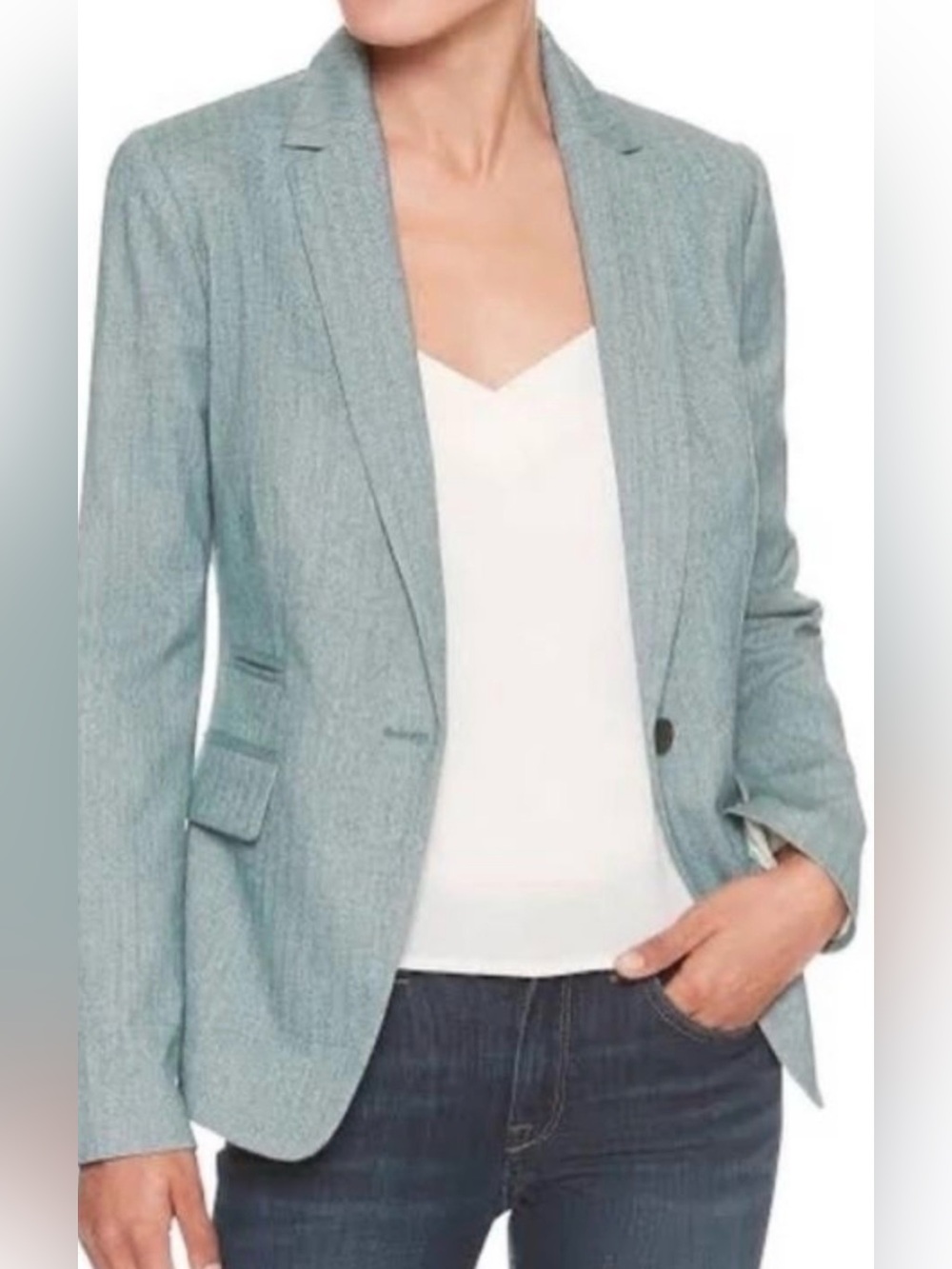 Banana Republic Women's Light Gray Single-Button Blazer